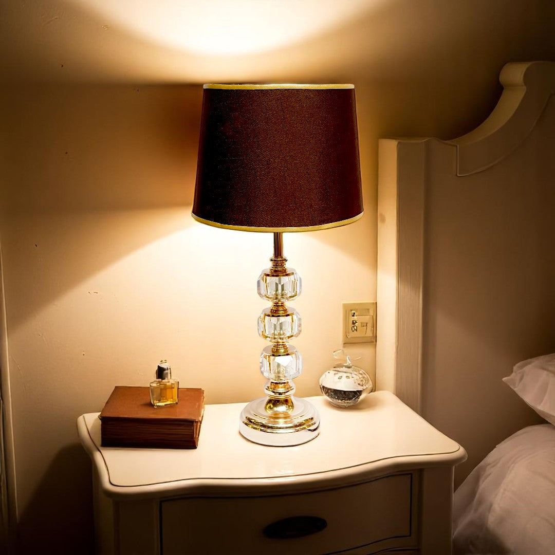 Maelis Artisan Crystal Brass Column Lamp